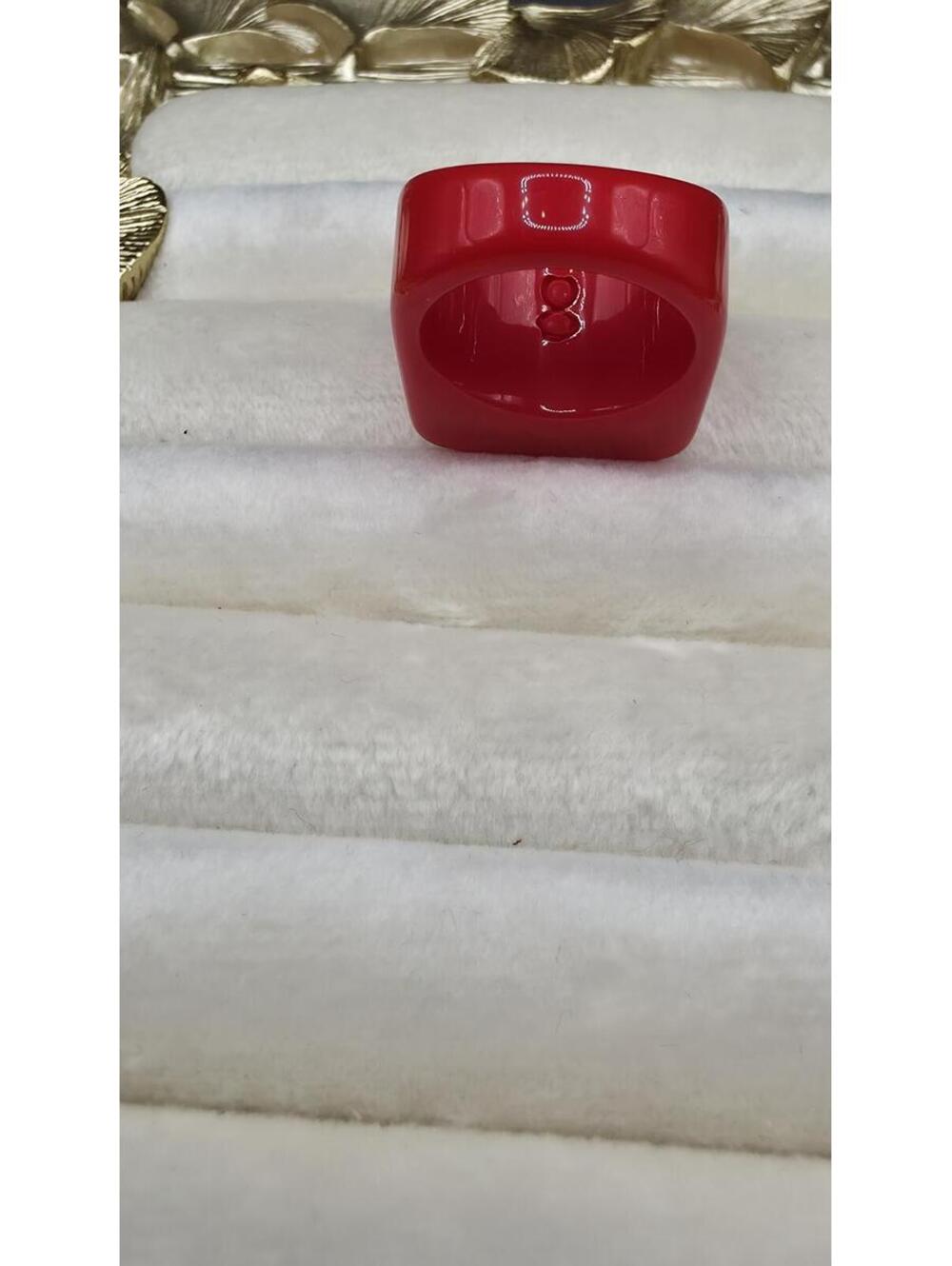 Bold Red Square Resin Statement Ring - Picture 4 of 4